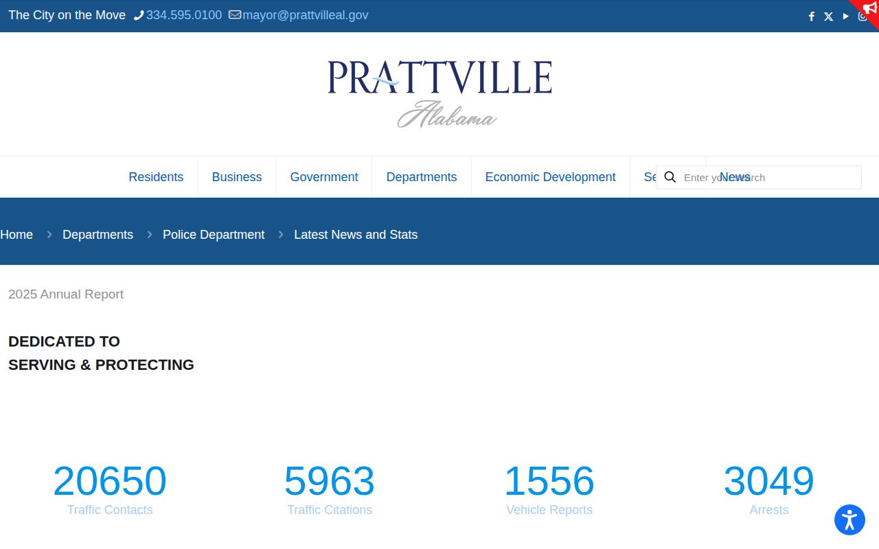 Prattville Police arrest news and statistics record page in Autauga County